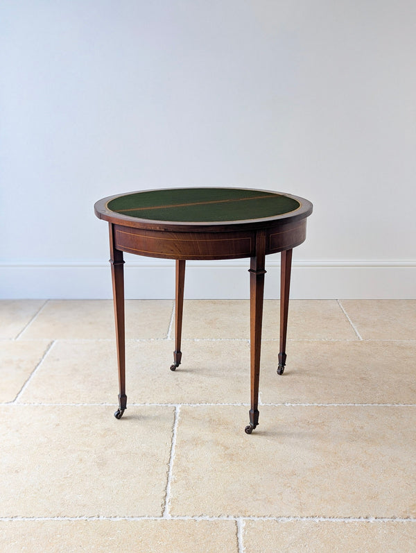 Antique Edwardian Mahogany Demilune Fold-Over Card Table c.1905