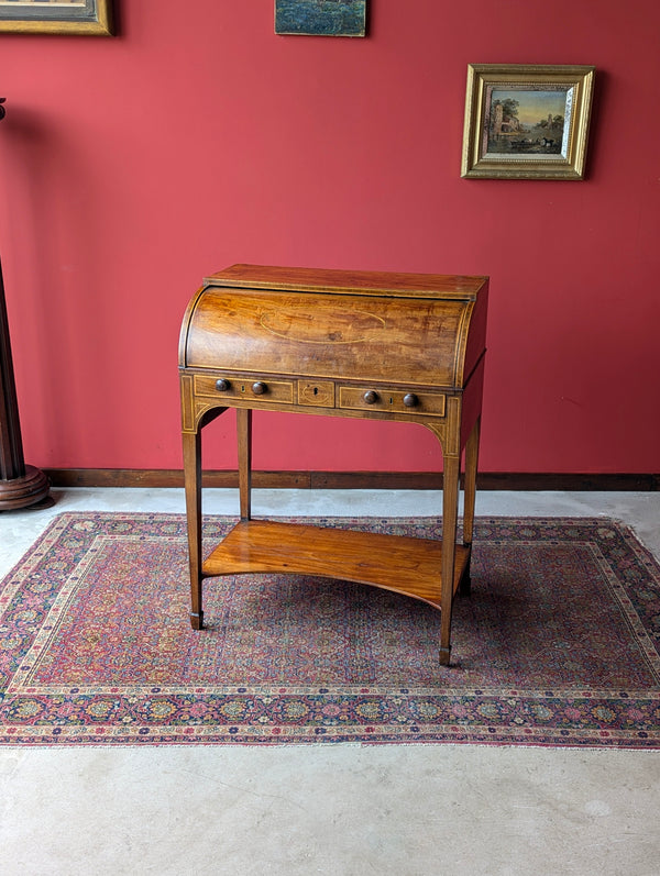 Antique Edwardian Mahogany Cylinder Writing Bureau Desk