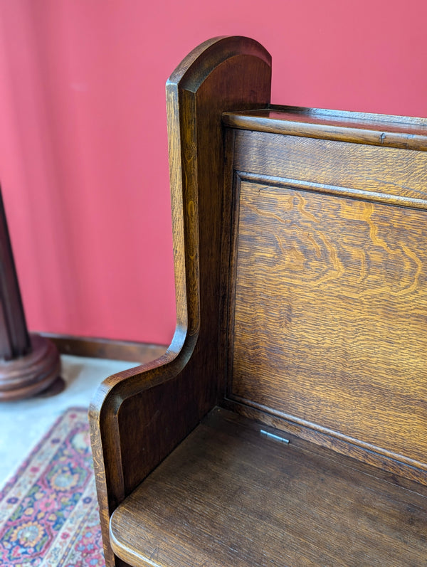 Antique Early 20th Century Oak Chapel Pew with Storage