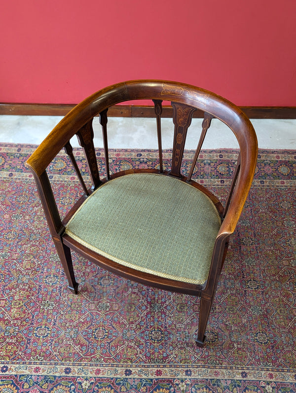 Antique Edwardian Inlaid Mahogany Desk Chair