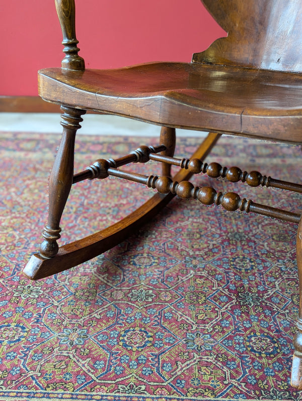 Antique Late 19th Century Biedermeier Birchwood Rocking Chair