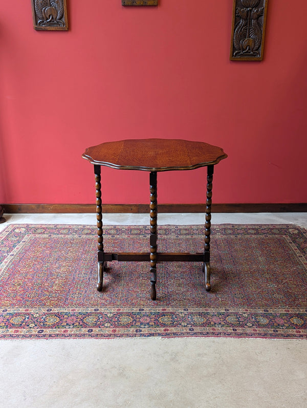 Antique Early 20th Century Oak Bobbin Leg Folding Coaching Table