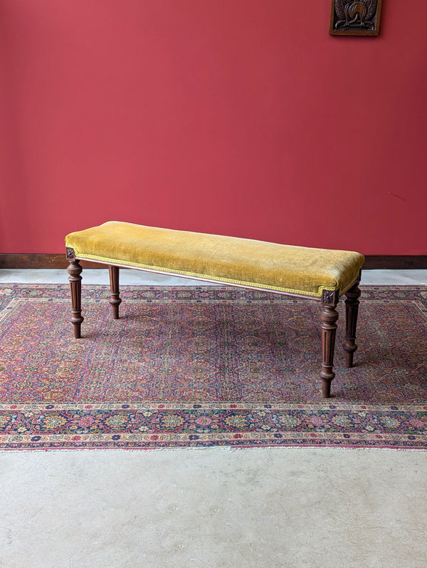 Antique Victorian Rosewood Upholstered Window Seat