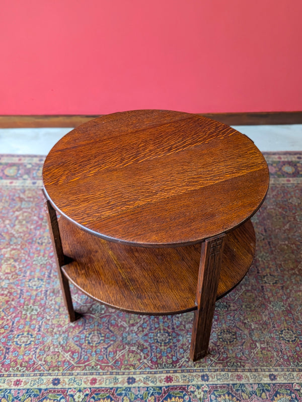 1930’s Art Deco Circular Two Tier Oak Coffee Table