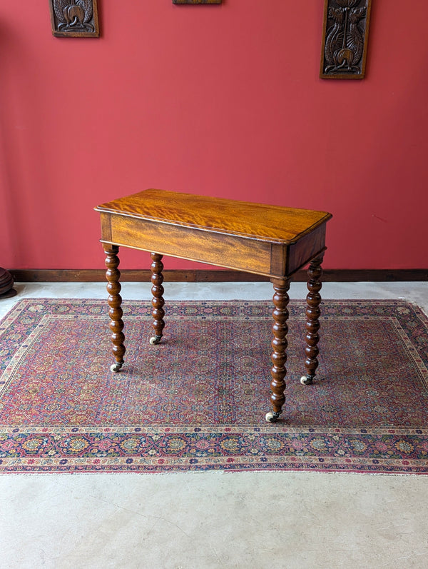 Antique 19th Century Beech Bobbin Side Table with Drawer