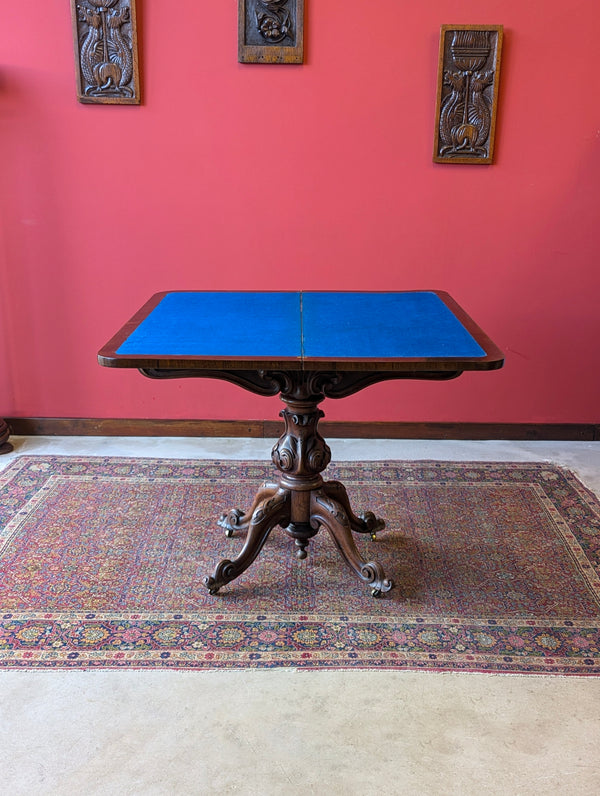 Antique Victorian Rosewood Fold Over Card Table