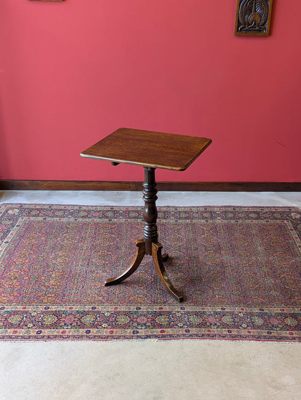 Antique 19th Century Oak Pedestal Tilt Top Wine Table