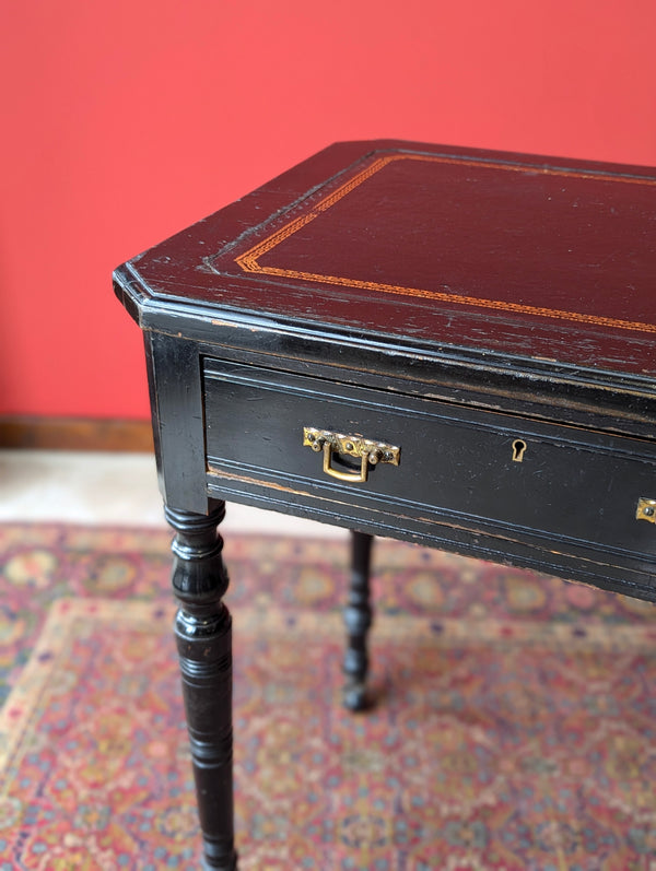 Antique Victorian Ebonised Aesthetic Movement Writing Table Desk