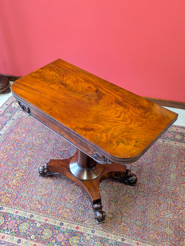 Antique Victorian Mahogany Fold Over Tea Table