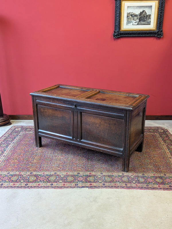 Antique 17th Century Panelled Oak Coffer