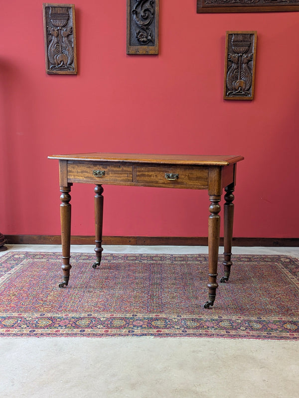 Antique 19th Century Walnut Leather Top Writing Table Desk