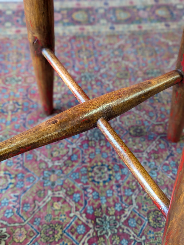 Antique Victorian Elm Dish Seat Stool