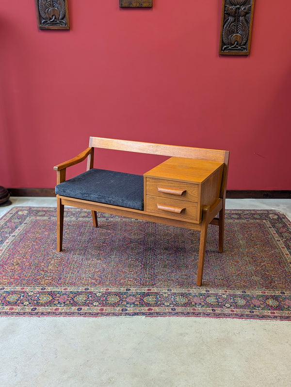 Mid Century Teak Hall / Telephone Seat by Chippy Heath