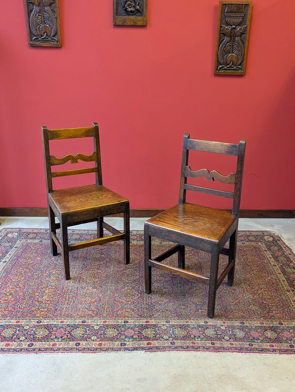 Pair of Antique Georgian Oak Side Chairs Circa 1780