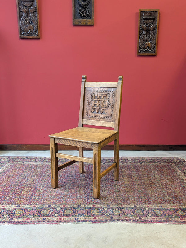 1930’s Oak Carved Portcullis / Westminster Side Chair