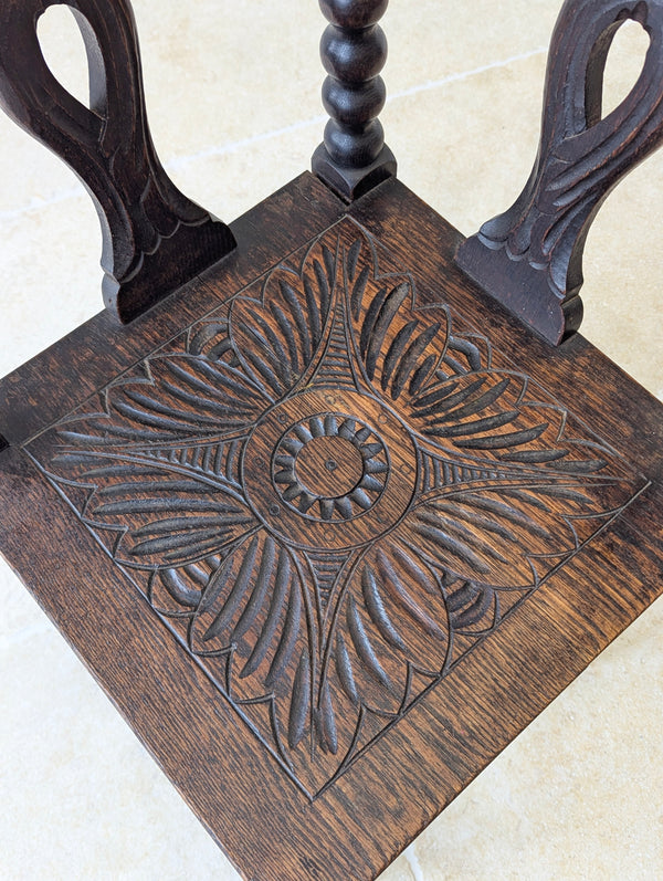 Antique Victorian Carved Oak Bobbin Corner Chair c.1890