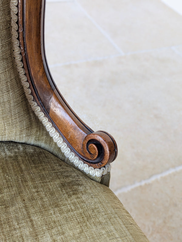 Antique Victorian Walnut Low Bedroom Chair c.1870