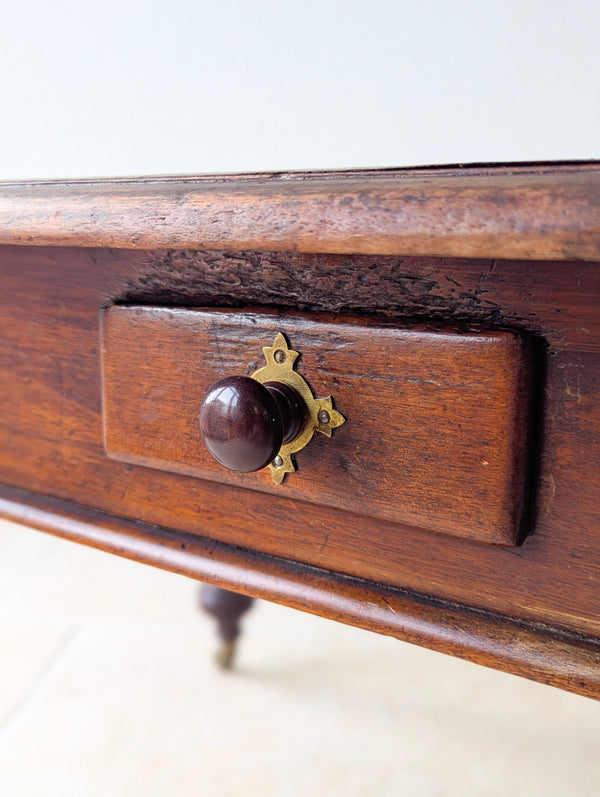 Antique Early Victorian Mahogany Library Table with Leather Top c.1850