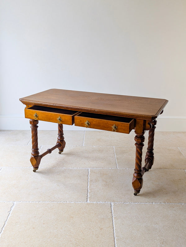 Antique Victorian Ash Writing Table by Hindley & Sons c.1880