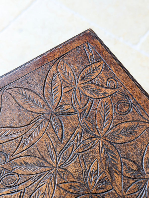 Antique Arts & Crafts Carved Oak Occasional Table c.1900