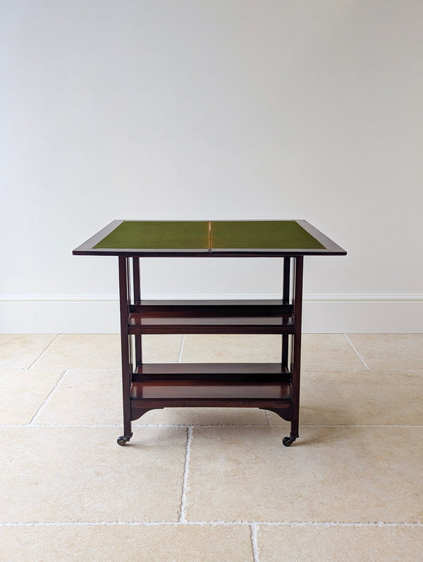 Antique Mahogany Card Table with Bookshelf Base c.1920