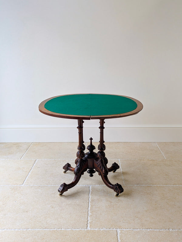 Antique Victorian Burr Walnut Card Table c.1870