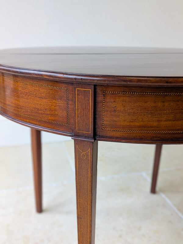 Antique George III Inlaid Mahogany Demi-Lune Fold-Over Tea Table c.1790