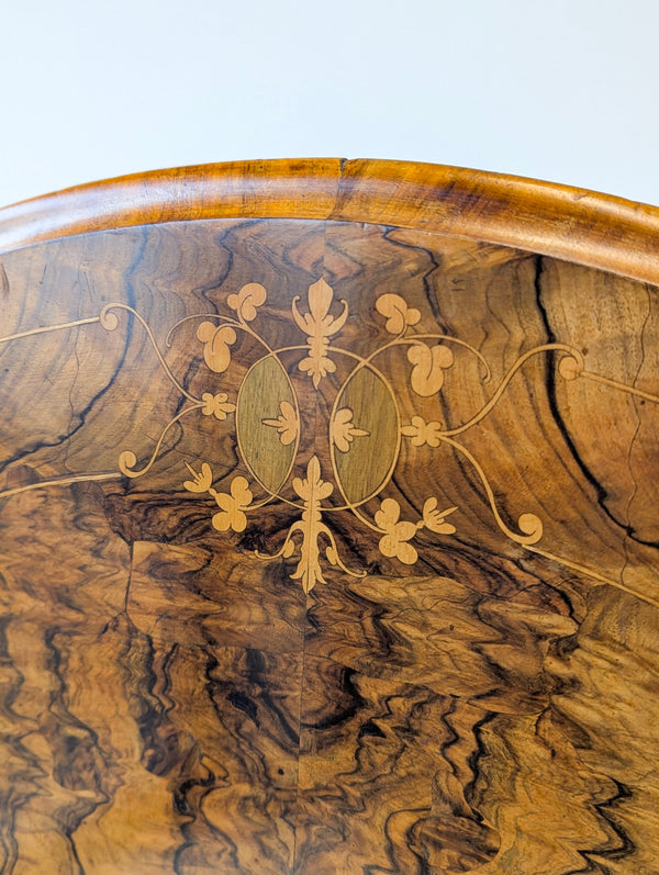 Antique Victorian Burr Walnut Tilt-Top Centre Table c.1860