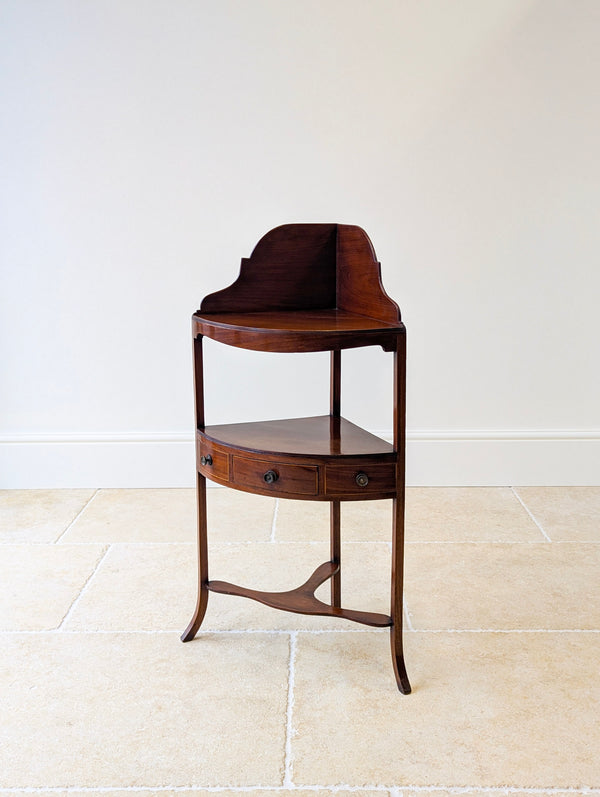 Antique Edwardian Sheraton Revival Mahogany Corner Table c.1900