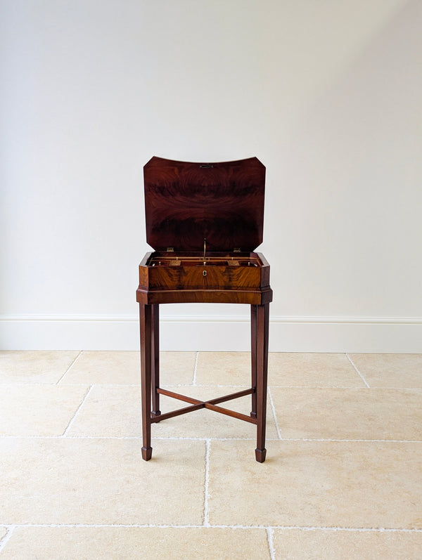 Antique Victorian Mahogany Work Box on Stand c.1880