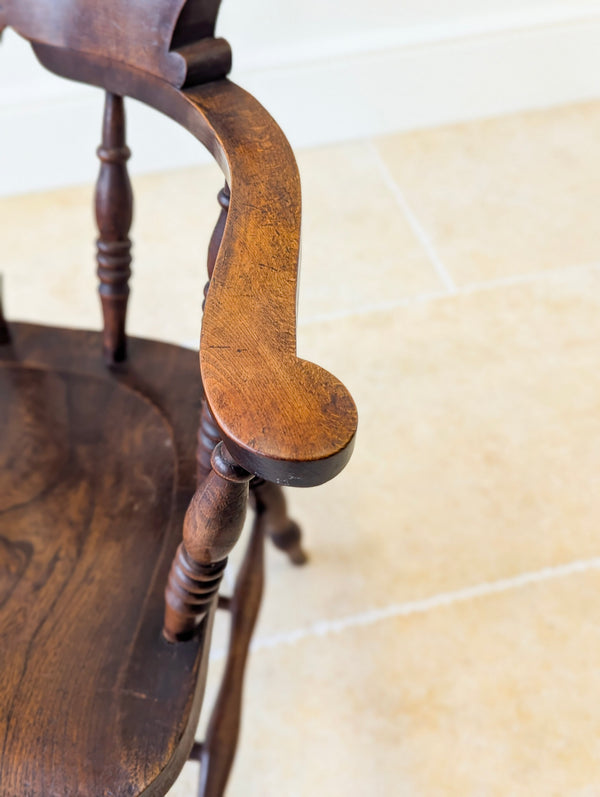 Antique Edwardian Elm & Beech Captain’s Chair c.1910