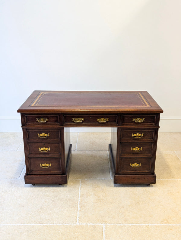 Antique Victorian Mahogany Pedestal Desk c.1890