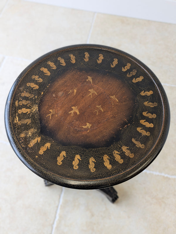Antique Victorian Japanned Tripod Occasional Table c.1880