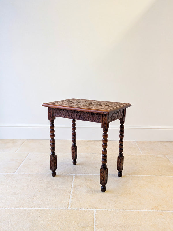 Antique Fruitwood Carved Side Table c.1900