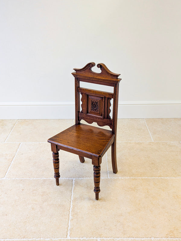 Antique Victorian Oak Hall Chair c.1890