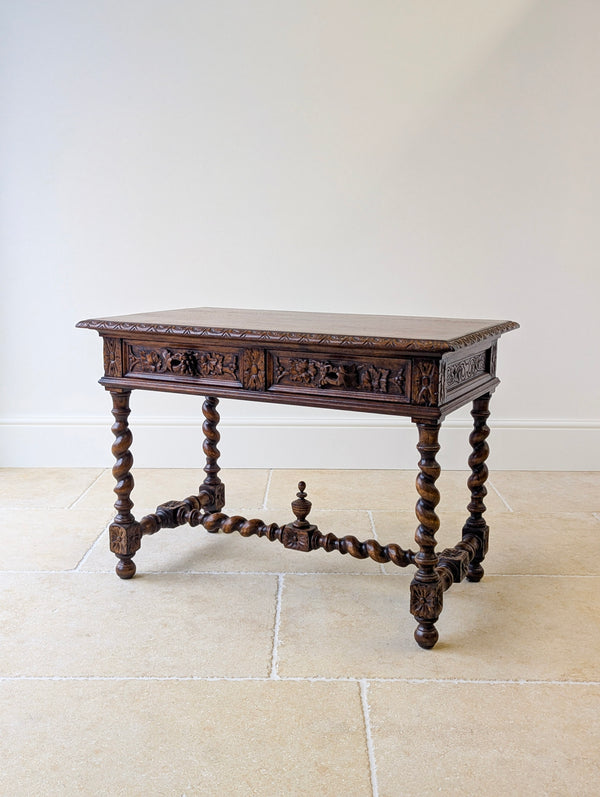 Antique Victorian Carved Oak Library Table c.1890
