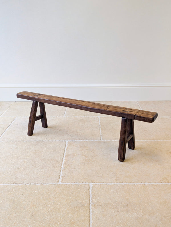 Antique Mid 19th Century Elm Vernacular Bench