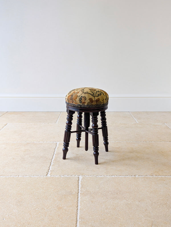 Antique Victorian Mahogany Adjustable Piano Stool c.1870