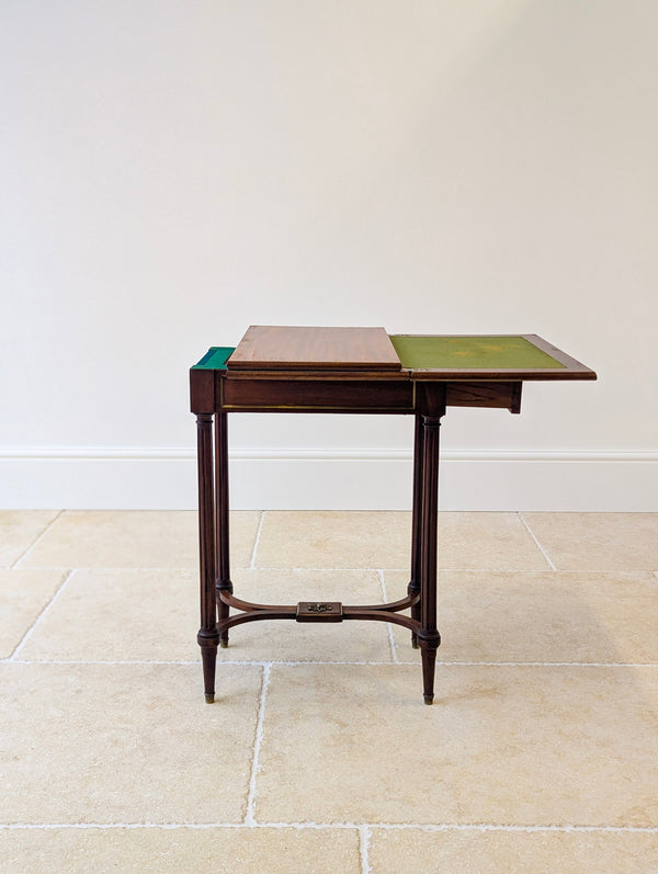 Antique Victorian Mahogany Triple-Top Folding Card Table c.1880
