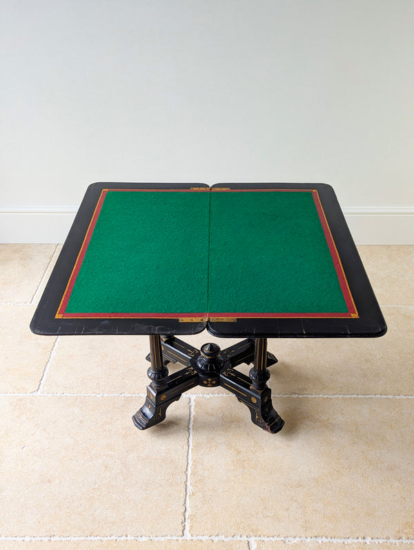 Antique Victorian Aesthetic Movement Mahogany Card Table c.1880