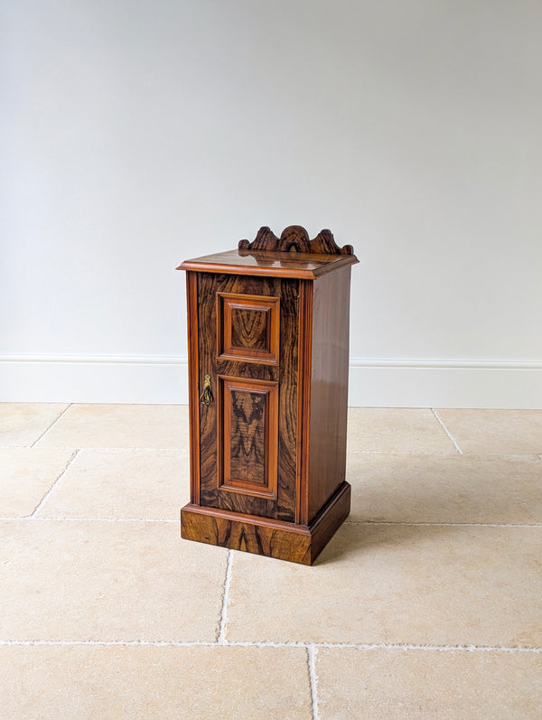 Antique Victorian Mahogany & Exotic Hardwood Bedside Cupboard c.1890