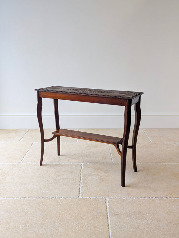 Antique Carved Oak Side Table c.1900
