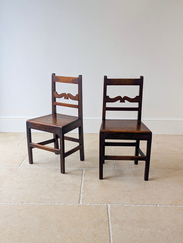 Pair of Antique Georgian Oak Country Side Chairs c.1800