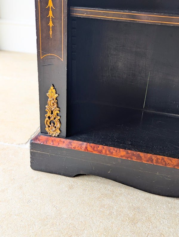Antique Victorian Ebonised Open Bookcase c.1870