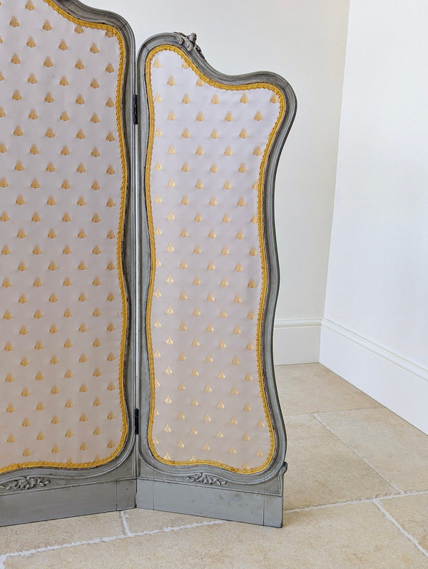 Antique Napoleon III Painted Three-Fold Room Screen c.1860