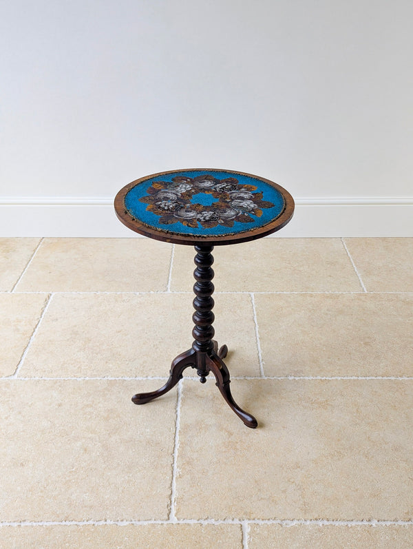 Antique William IV Rosewood Beadwork Tripod Wine Table c.1830