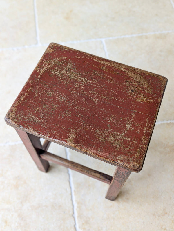 Antique Edwardian Painted Pine Country Stool c.1910