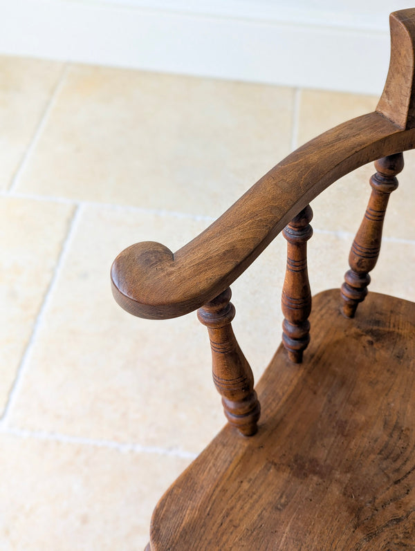 Antique Late Victorian Elm & Beech Captain's Desk Chair c.1880