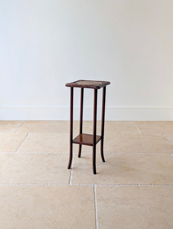Antique Edwardian Arts & Crafts Oak Two-Tier Plant Stand c.1905