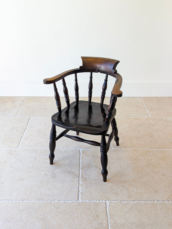 Antique Victorian Elm & Ash Captain’s Chair c.1890